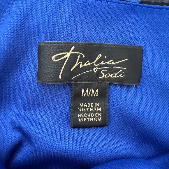 Thalia Sodi Size M Geometric Sleeveless Embellished High-Low Tie Waist Dress - Picture 9 of 10